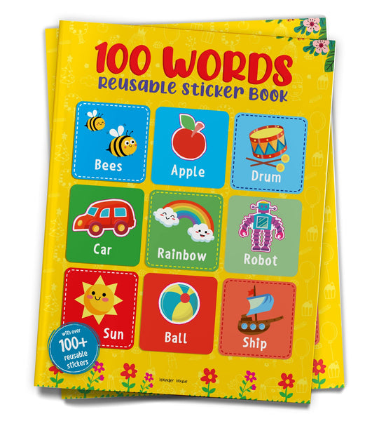 100 Words Reusable Sticker Book For Children - Paperback
