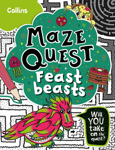 Maze Quest — Feast Beasts : Solve 50 Mazes In This Adventure - Paperback