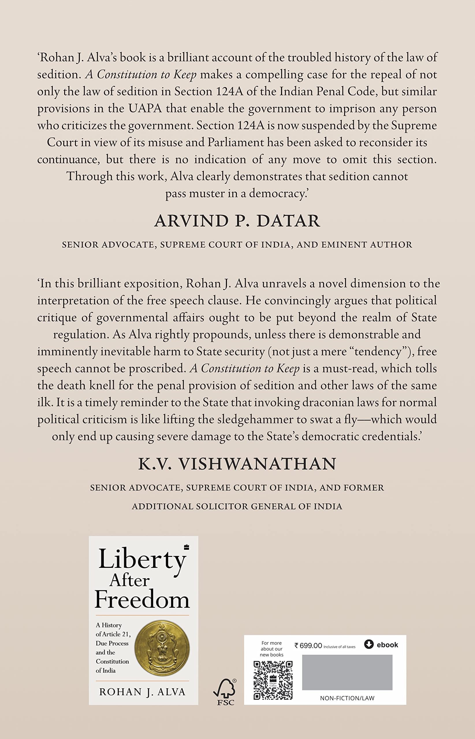 A Constitution To Keep: Sedition And Free Speech In Modern India Har