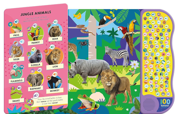 100 Button Look & Find Animal Words & Sounds - Hardback