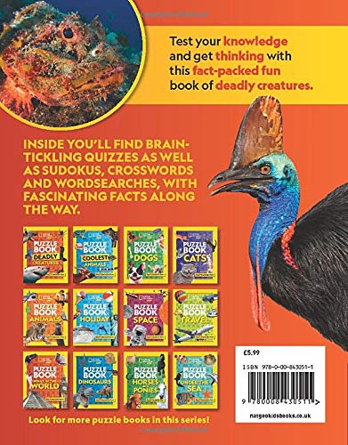 Puzzle Book Deadly Creatures: Brain-tickling quizzes, sudokus, crosswords and wordsearches (National Geographic Kids) - Paperback