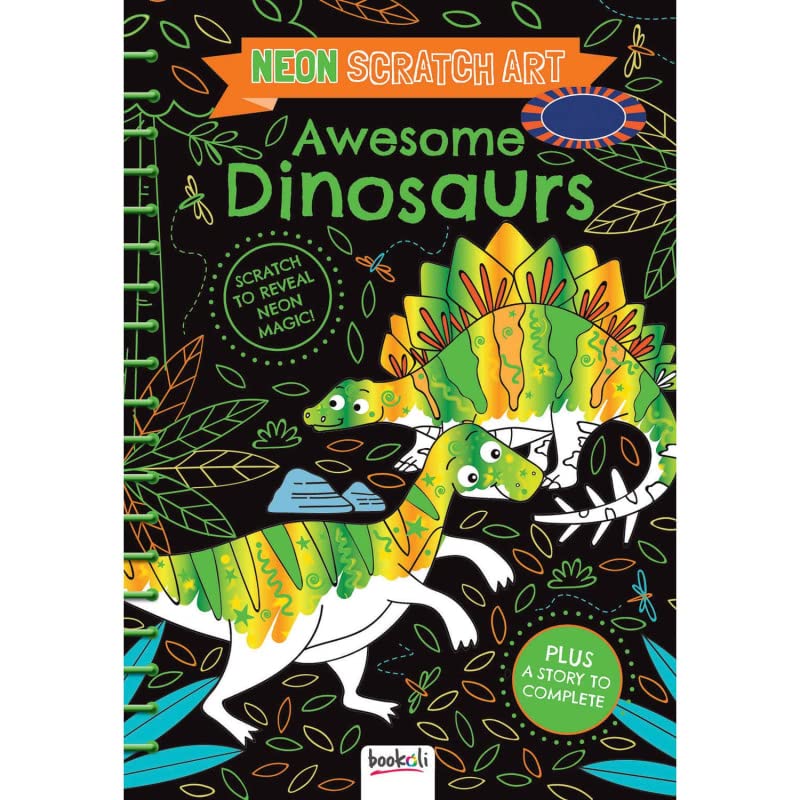 Neon Scratch Art Awesome Dinosaurs - Paperback