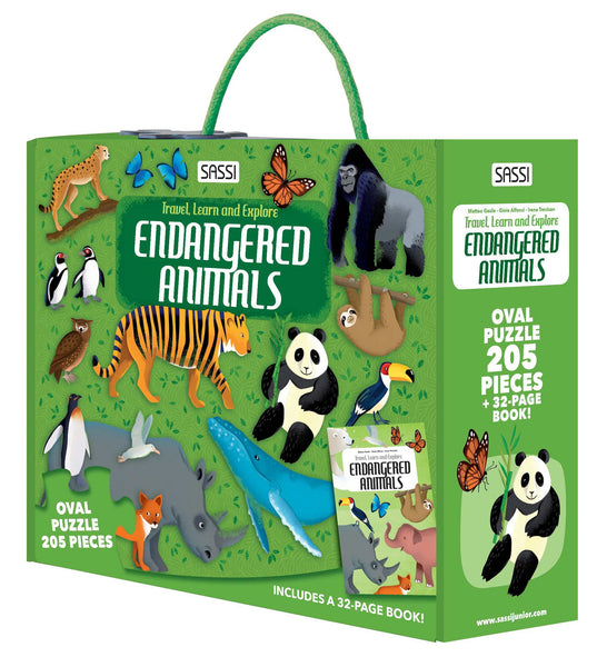 Travel Learn Explore : Animals. Endangered Species Of The Planet - Puzzle Box with Book