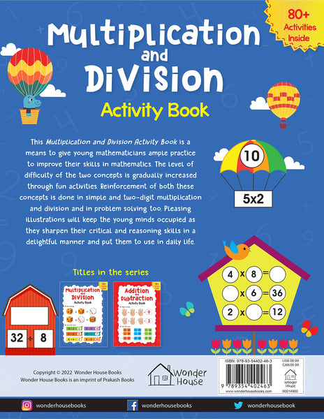 Multiplication and Division Activity Book For Children - 80+ Activities Inside - Paperback