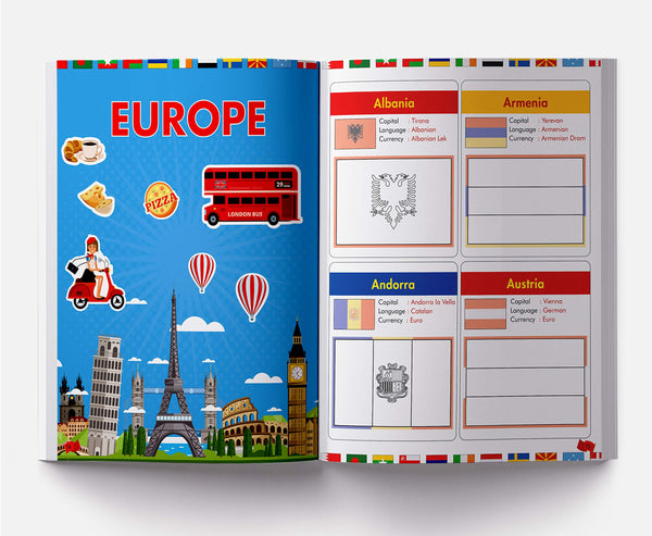 Flags of the World - Sticker Coloring Activity Book - Paperback