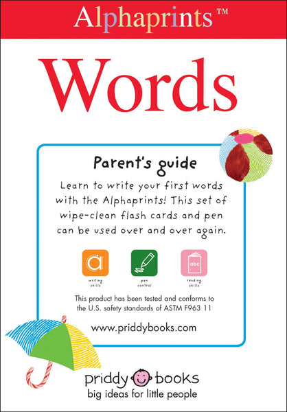 Alphaprints : Wipe Clean Flash Cards Words - Board book
