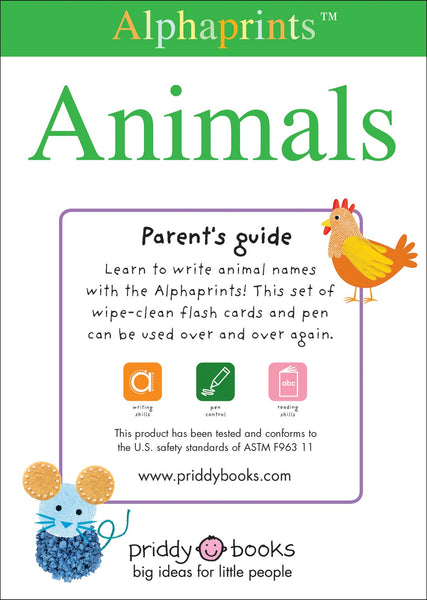 Alphaprints : Wipe Clean Flash Cards Animals - Board Book