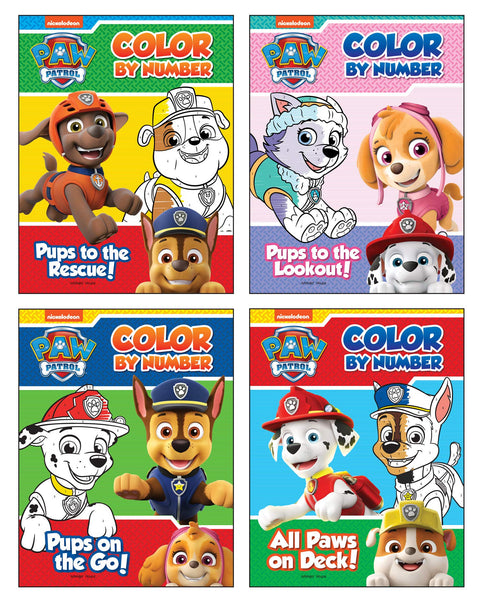 Paw Patrol Color By Number Super Boxset : Pack Of 4 Coloring Books For Kids - Board book